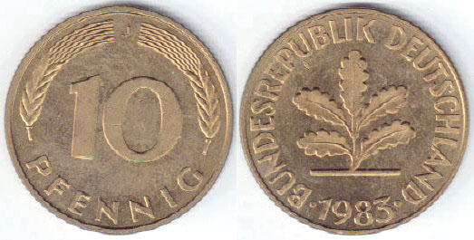1983 J Germany 10 Pfennig (Unc) A005594
